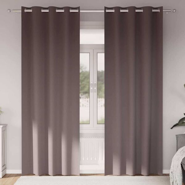 vidaXL M&ouml;rkl&auml;ggningsgardiner med Ringar 2 pcs M&ouml;rkbrun 245 x 140 cm