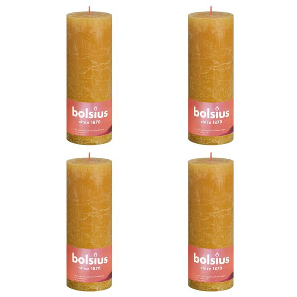 Bolsius Rustika blockljus 4-pack 190x68 mm honungsgul