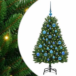 vidaXL Konstgjord julgran 120 cm 150 LED-lampor Varmvit PVC och st&aring;l