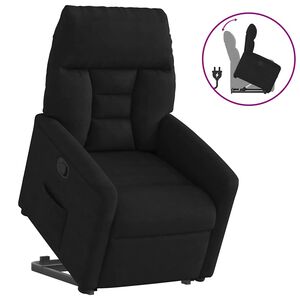 vidaXL Reclinerf&aring;t&ouml;lj med uppresningshj&auml;lp svart mikrofibertyg