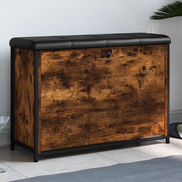 vidaXL Skob&auml;nk med flip-l&aring;da r&ouml;kf&auml;rgad ek 82x32x56 cm