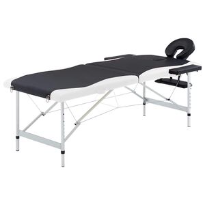 vidaXL Hopf&auml;llbar massageb&auml;nk 2 sektioner aluminium svart och vit