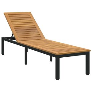 vidaXL Sols&auml;ng Reclining Svart 200 x 55 x 35 cm Massivt Akaciatr&auml;