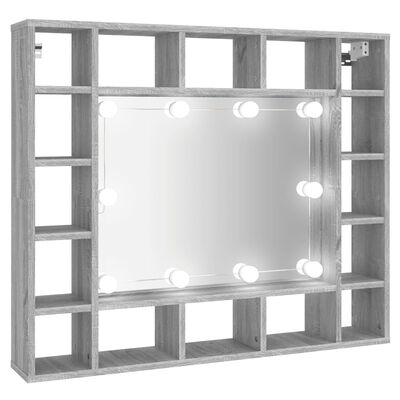 vidaXL Spegelskåp med LED grå sonoma 91x15x76,5 cm