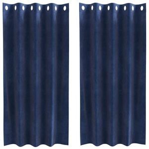 vidaXL Mörkläggningsgardiner 2 pcs Mörkblå 140 x 175 cm Sammet