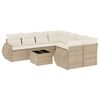 vidaXL Soffgrupp f&ouml;r tr&auml;dg&aring;rden med dynor 9 delar beige konstrotting