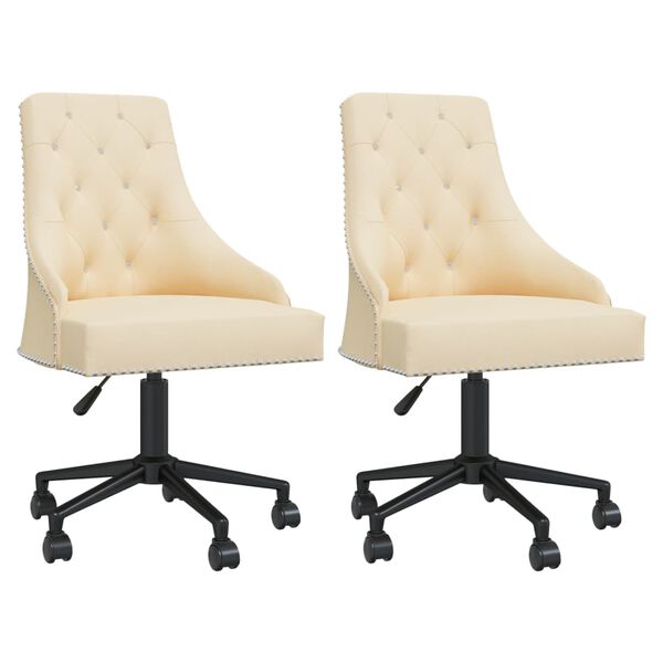 vidaXL Snurrbara matstolar 2 st gr&auml;ddvit sammet