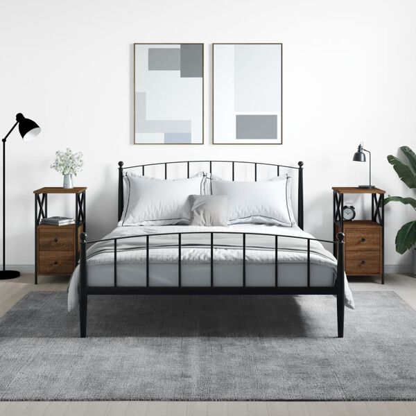 vidaXL S&auml;ngbord 2 st brun ek 34x35,5x70 cm konstruerat tr&auml;