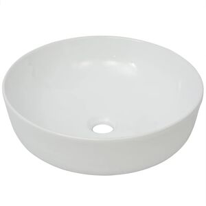 vidaXL Handfat i keramik 41,5x13,5 cm rund vit