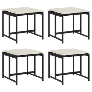 vidaXL Tr&auml;dg&aring;rdspallar med dynor 4 st svart konstrotting