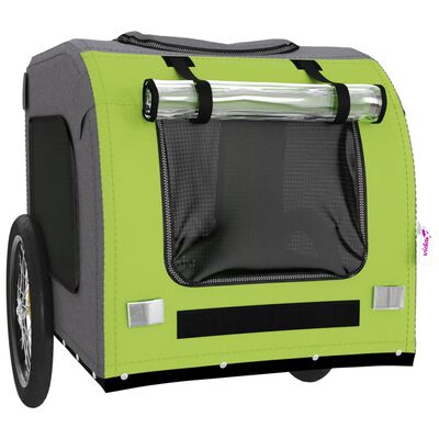 vidaXL Hundcykelvagn grön och grå oxfordtyg och järn