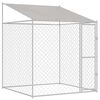 vidaXL Hundbur med tak Silver 200 x 200 x 258 cm St&aring;l och PE