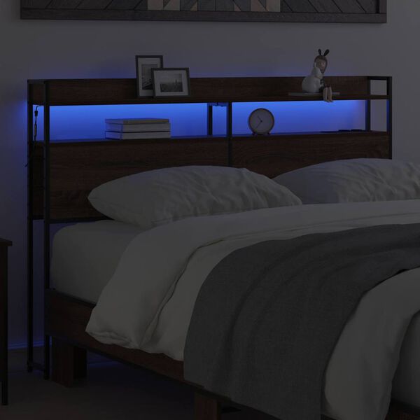 vidaXL F&ouml;rvaringshuvudgavel med hylla brun ek 120 cm Konstruerat tr&auml;