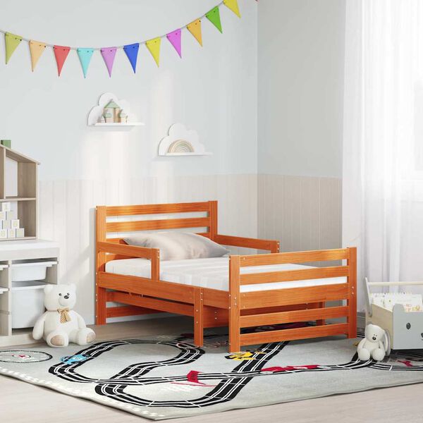 vidaXL S&auml;ngram med madrass med huvudgavel Brun 80 x 200 cm Massiv furu