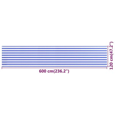 vidaXL Balkongskärm blå och vit 120x600 cm HDPE