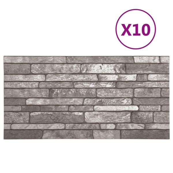 vidaXL V&auml;ggpaneler 10 pcs M&ouml;rkgr&aring; 100 x 50 cm EPS Skum