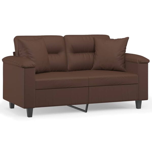 vidaXL 2-sitssoffa med kuddar&dynor brun 120 cm konstl&auml;der