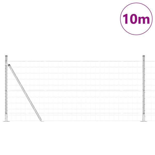 vidaXL St&auml;ngsel med stolpe Silver 1 x 10 m St&aring;l