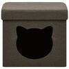 vidaXL Hopf&auml;llbar f&ouml;rvaringspall m&ouml;rkbrunt tyg kattmotiv