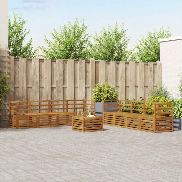 vidaXL Soffgrupper 9 pcs Naturf&auml;rg Massivt Akaciatr&auml;