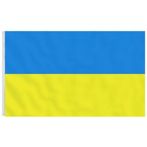 vidaXL Ukrainas flagga med m&auml;ssings&ouml;ljetter 90x150 cm