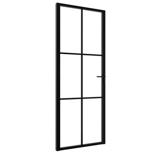 vidaXL Innerd&ouml;rr ESG-glas och aluminium 76x201,5 cm svart