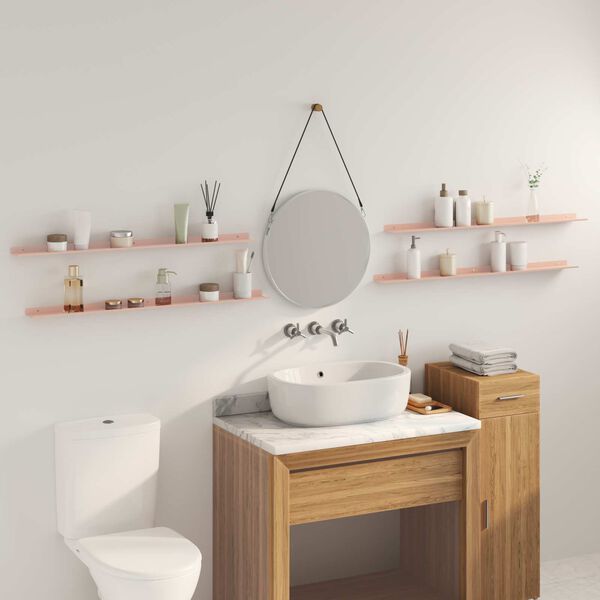 vidaXL Flytande hylla V&auml;ggmonterad 4 pcs Rosa 100 x 9 x 2,5 cm St&aring;l
