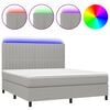 vidaXL Rams&auml;ng med madrass & LED ljusgr&aring; 180x200 cm tyg