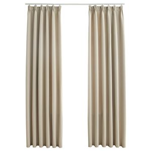 vidaXL M&ouml;rkl&auml;ggningsgardiner med krokar 2 st beige 140x175 cm