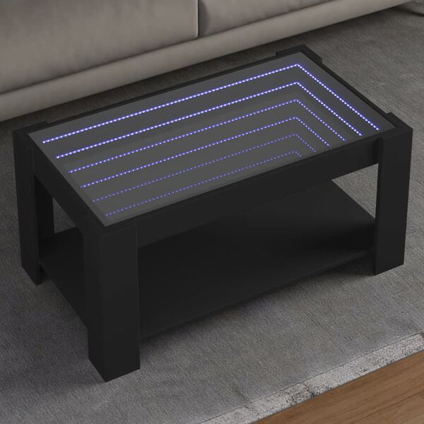 vidaXL Soffbord med LEDs svart 93x53x45 cm konstruerat tr&auml;