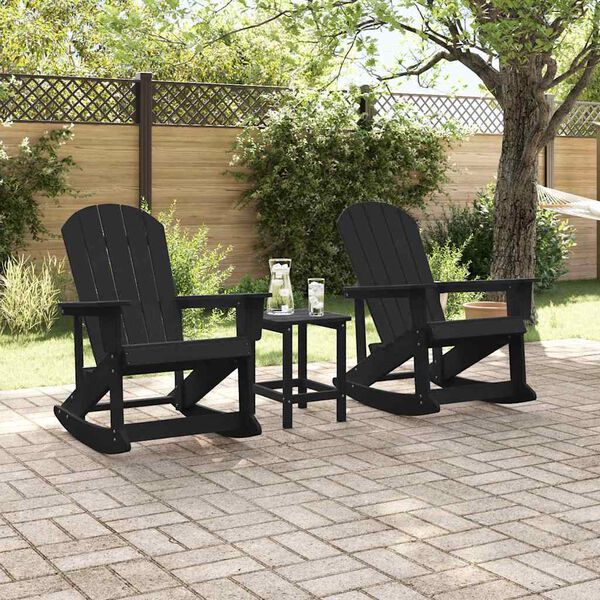 vidaXL Adirondack Gungstolar 2 pcs Svart HDPE