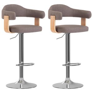 vidaXL Barstolar 2 st taupe b&ouml;jtr&auml; och tyg
