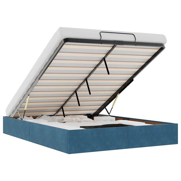 vidaXL Ottoman sängram utan madrass mörkblå 140x190 cm sammet