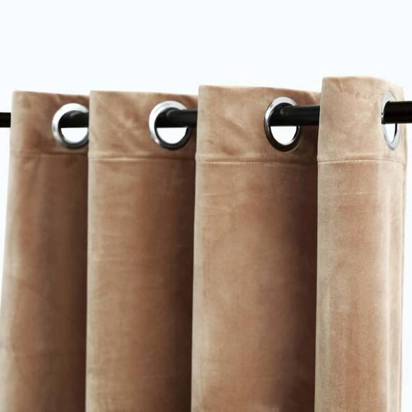 vidaXL M&ouml;rkl&auml;ggningsgardiner med ringar 2 st beige sammet 140x175 cm