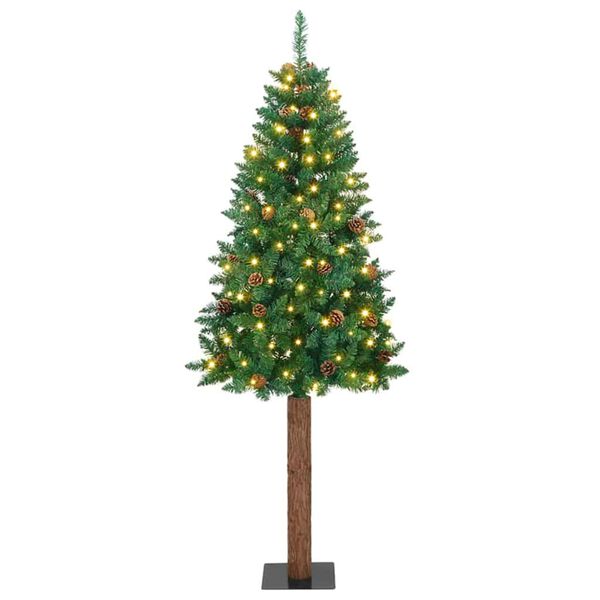 vidaXL Smal julgran med 300 LED-lampor Gr&ouml;n 180 cm PVC och solid furu