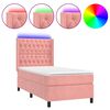 vidaXL Rams&auml;ng med madrass rosa & LED 90x200 cm sammet