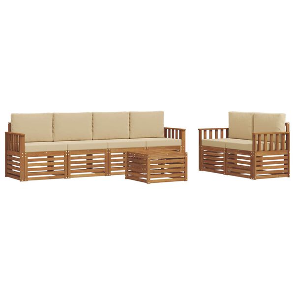 vidaXL Soffgrupper 7 pcs Naturlig och Beige Massivt Akaciatr&auml;