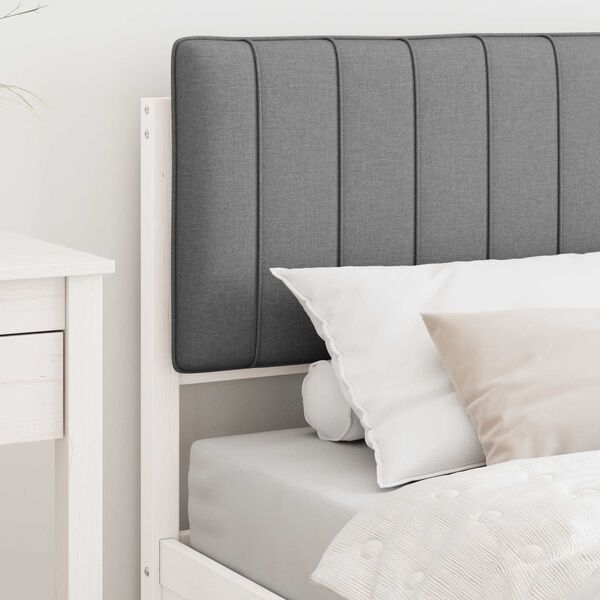 vidaXL Sängram med Klädd Huvudgavel Ljusgrå 90 x 200 cm Massiv furu
