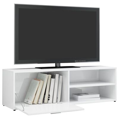 vidaXL TV-bänk vit högglans 120x34x37 cm konstruerat trä