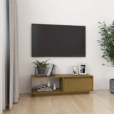 vidaXL TV-bänk honungsbrun 110x30x33,5 cm massiv furu