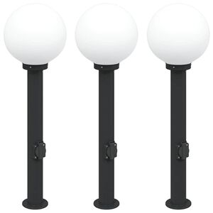 vidaXL Pollare med uttag 3 st 80 cm svart IP44