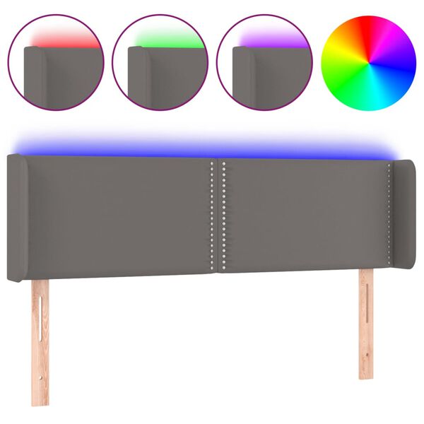 vidaXL Sänggavel LED grå 147x16x78/88 cm konstläder