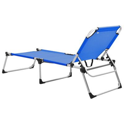 vidaXL Extra hög solstol för seniorer hopfällbar blå aluminium