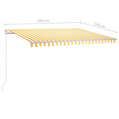 vidaXL Markis manuellt infällbar med LED 4,5x3,5 m gul och vit