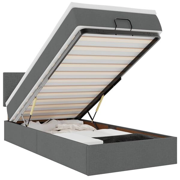 vidaXL Ottoman sängram med madrass mörkgrå 80x200 cm tyg