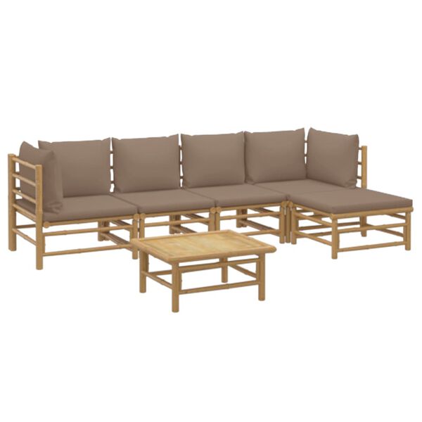vidaXL Loungegrupp 6 delar taupe dynor bambu