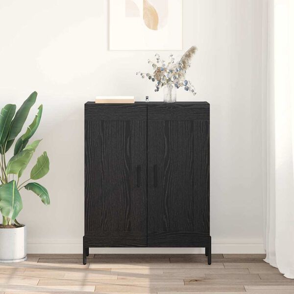 vidaXL Sideboard Svart Ek 69,5 x 34 x 90 cm Konstruerat tr&auml; och j&auml;rn