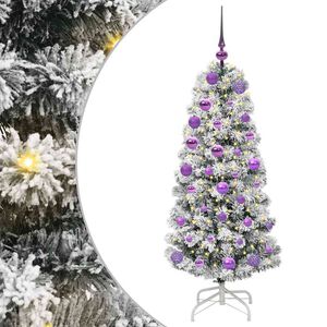 vidaXL Plast Hingad Julgran med 150 LED-lampor Gr&ouml;n och Vit 120 cm