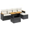 vidaXL Loungegrupp med dynor 6 delar svart konstrotting