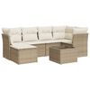vidaXL Matgrupp f&ouml;r tr&auml;dg&aring;rden med dynor 7 delar beige konstrotting